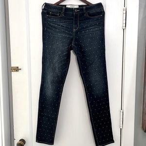 A&F super skinny, dark wash, appliqué, high waisted size 8 jeans